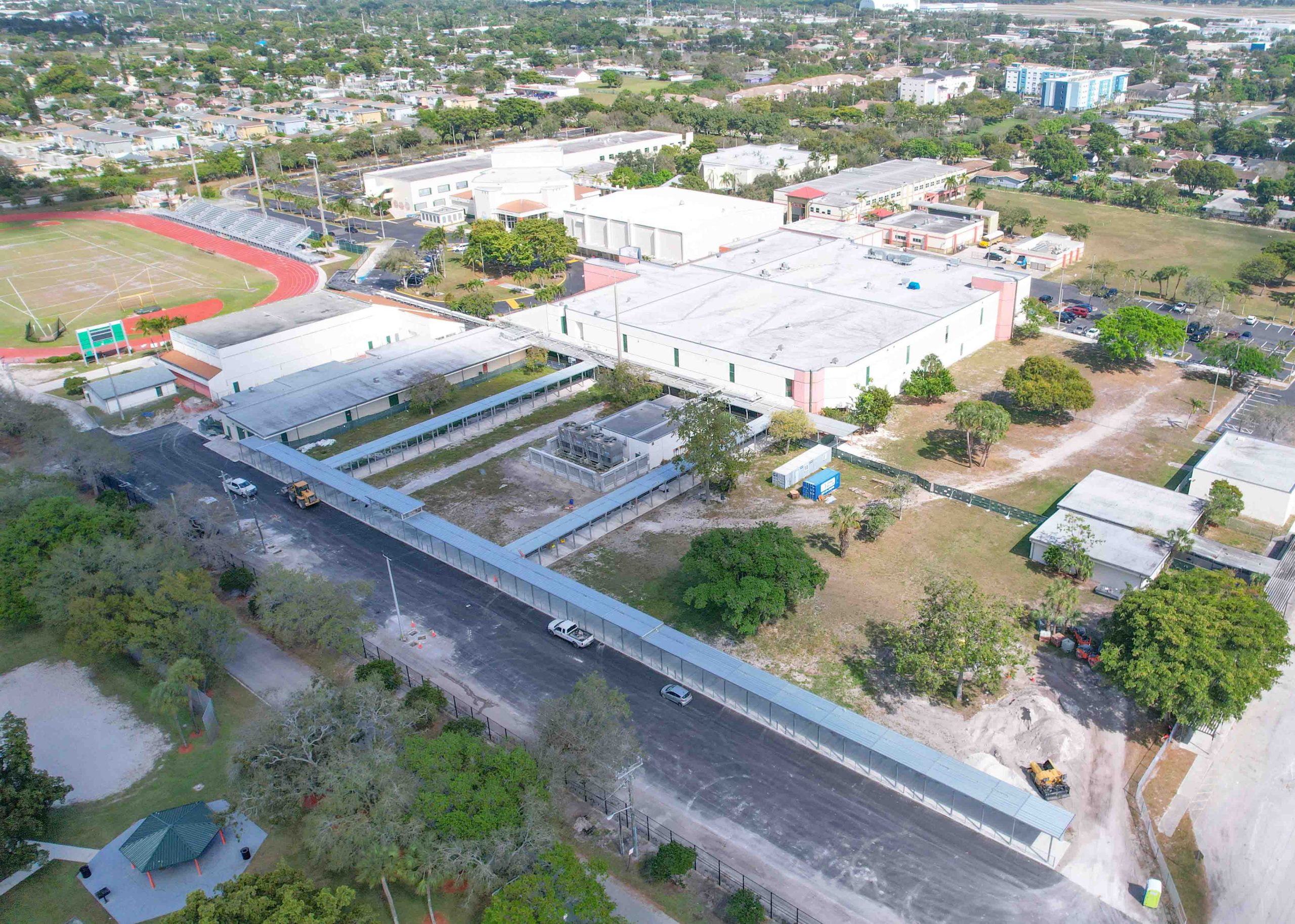Birds eye view of a school under construction