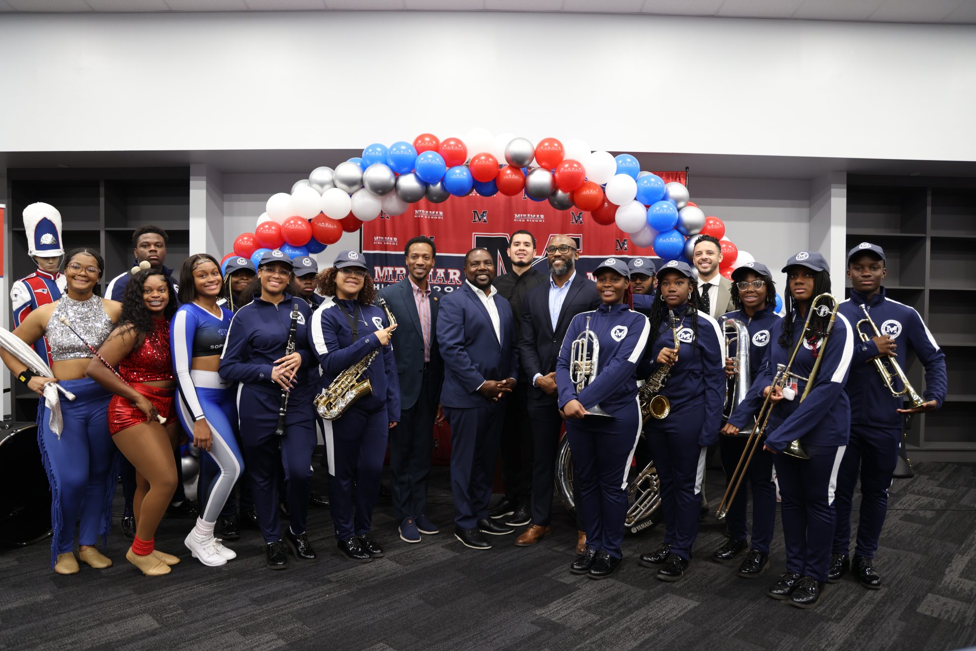 Group of people lined up for a celebration